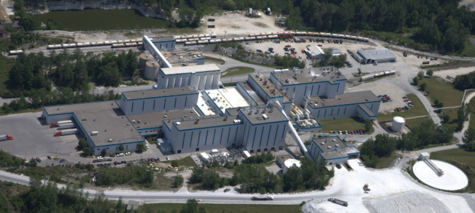 A bird's-eye view of the Florence, Vermont Omya Plant.